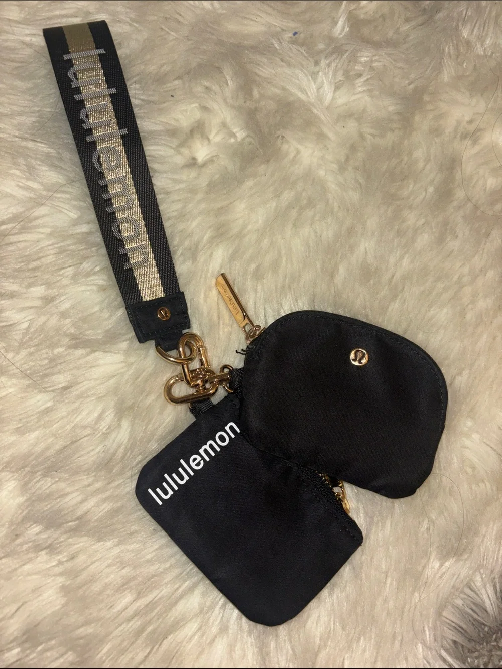 lululemon athletica Black and Gold Key & Card Holder Wristlet